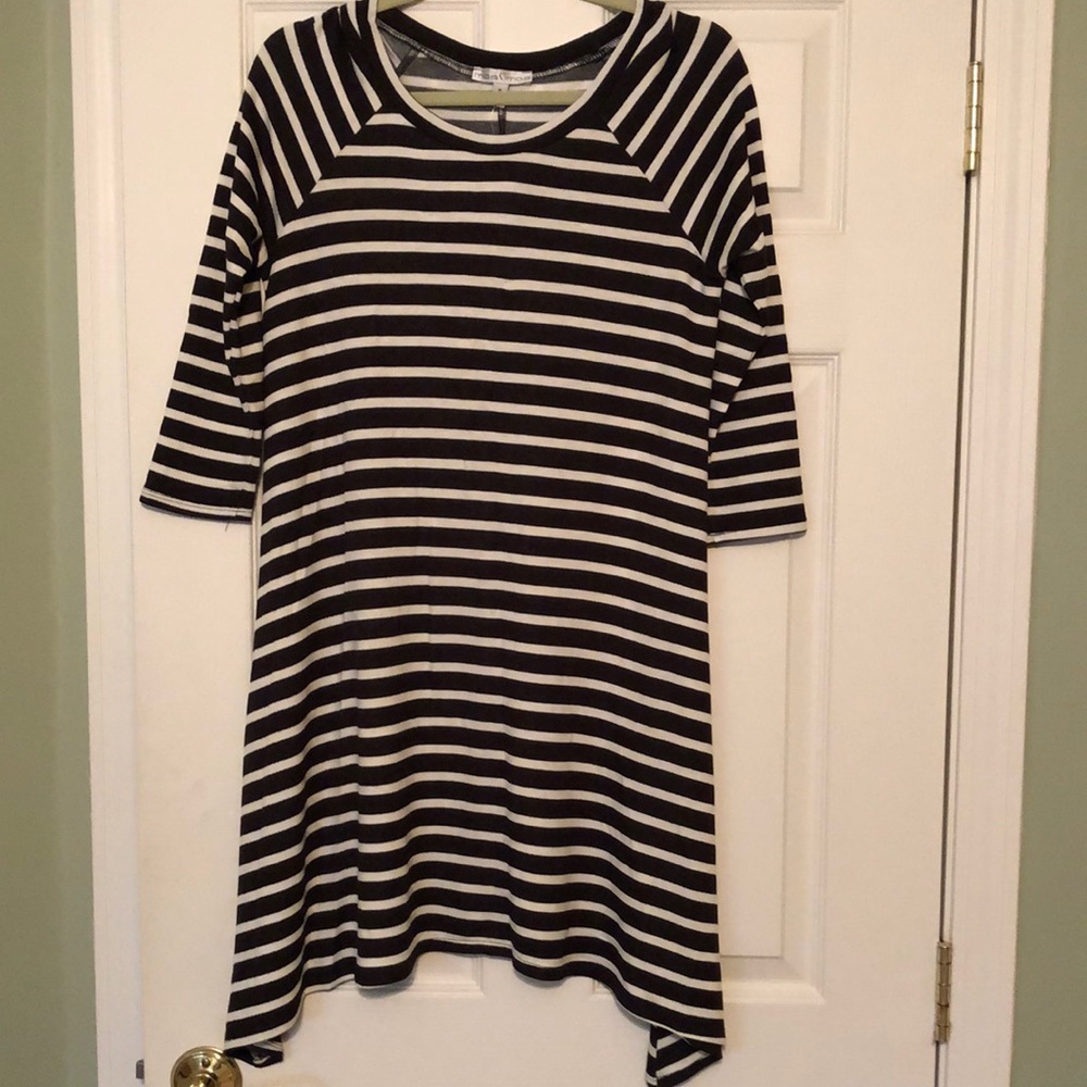Moa Moa Black and White Striped Swing Dress NWT
